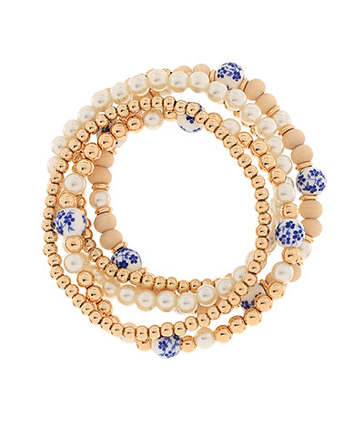 Chinoiserie gold stacked bracelet