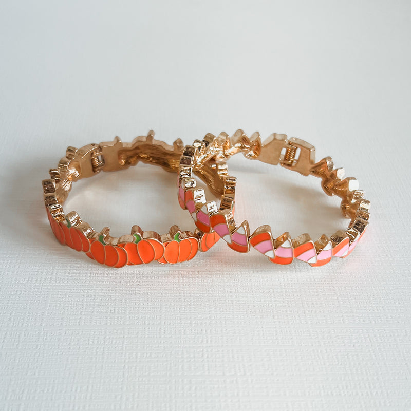Halloween Enamel Pumpkin Patch Hinge Bangle