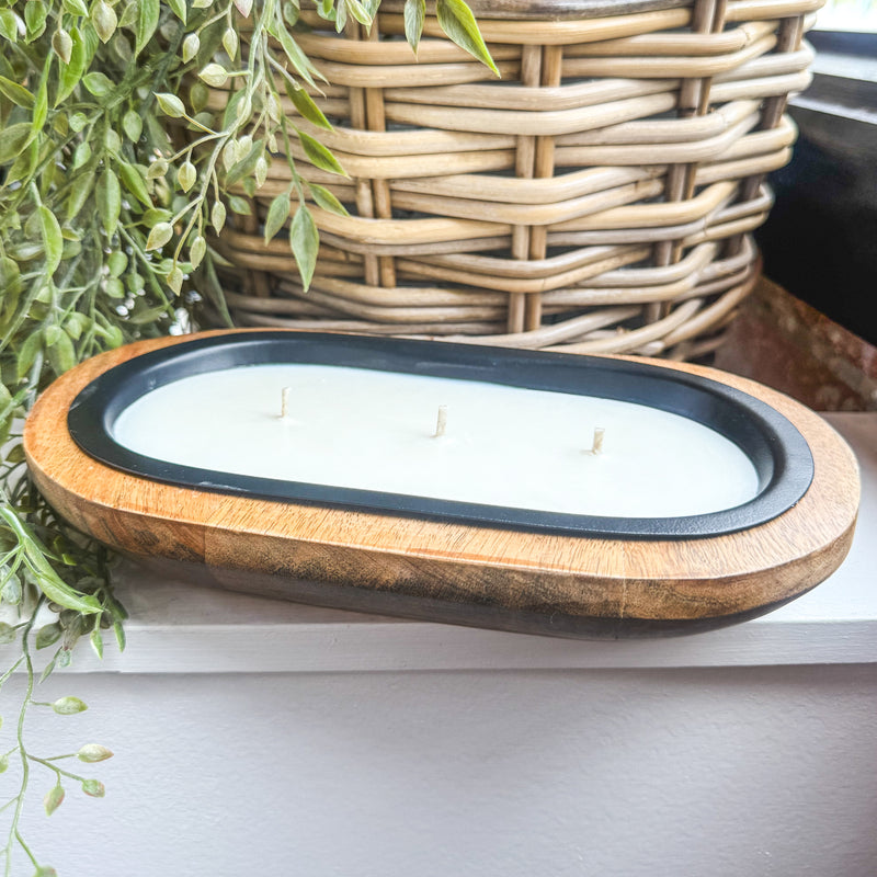 Wood Bowl 3-Wick Candle