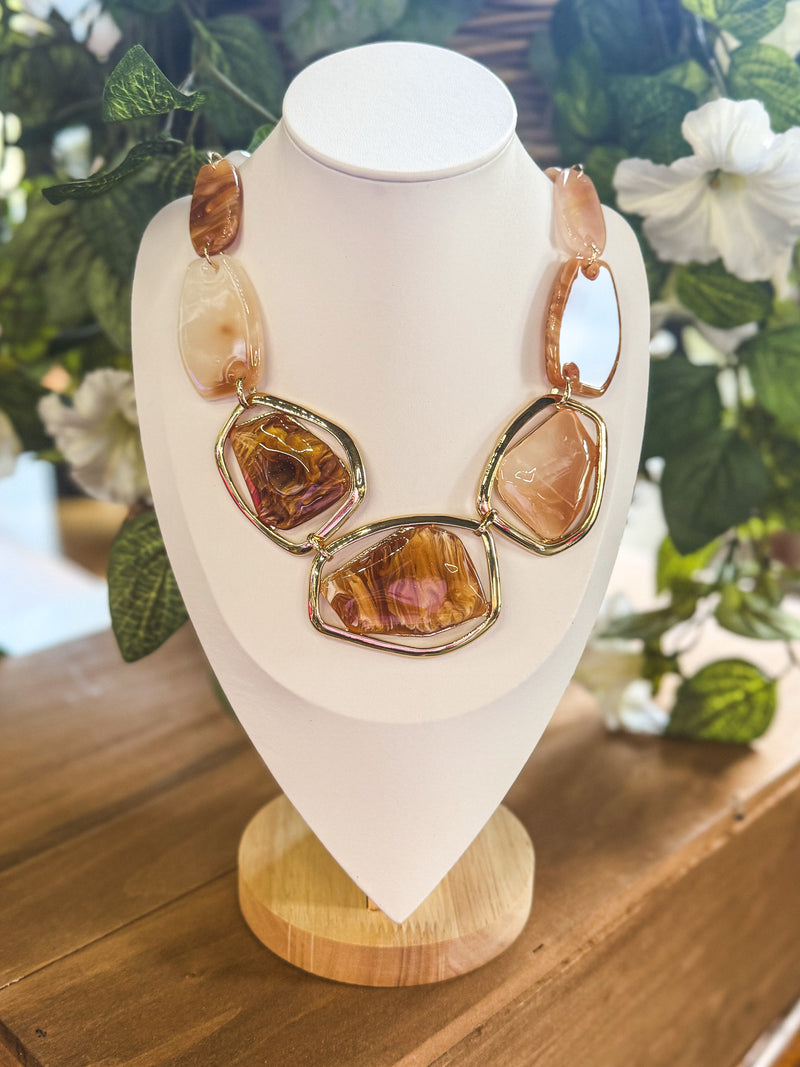 Acrylic Brown Stone Necklace