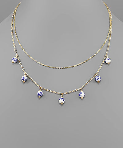 Chinoiserie Double gold necklace