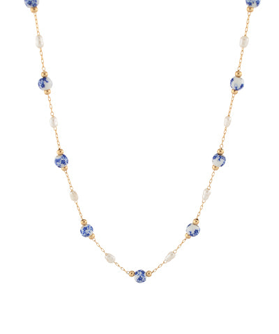 gold pearl & Chinoiserie necklace