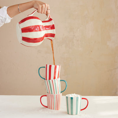 Striped Holiday Pitcher