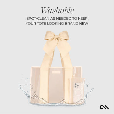 Ecru Raffia | Bow Tote w/Phone Pouch