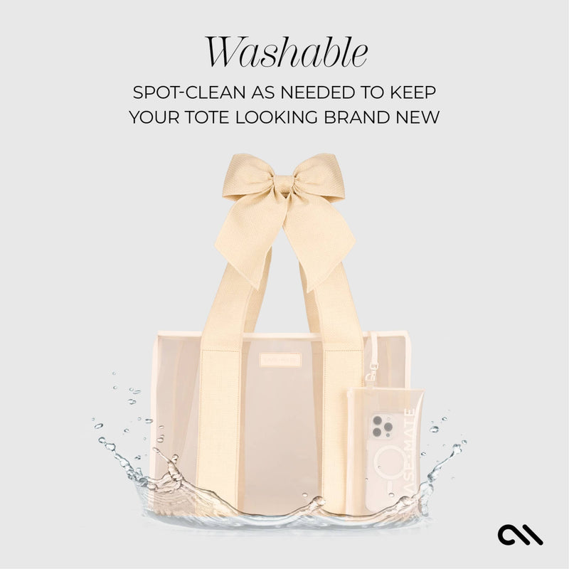 Ecru Raffia | Bow Tote w/Phone Pouch