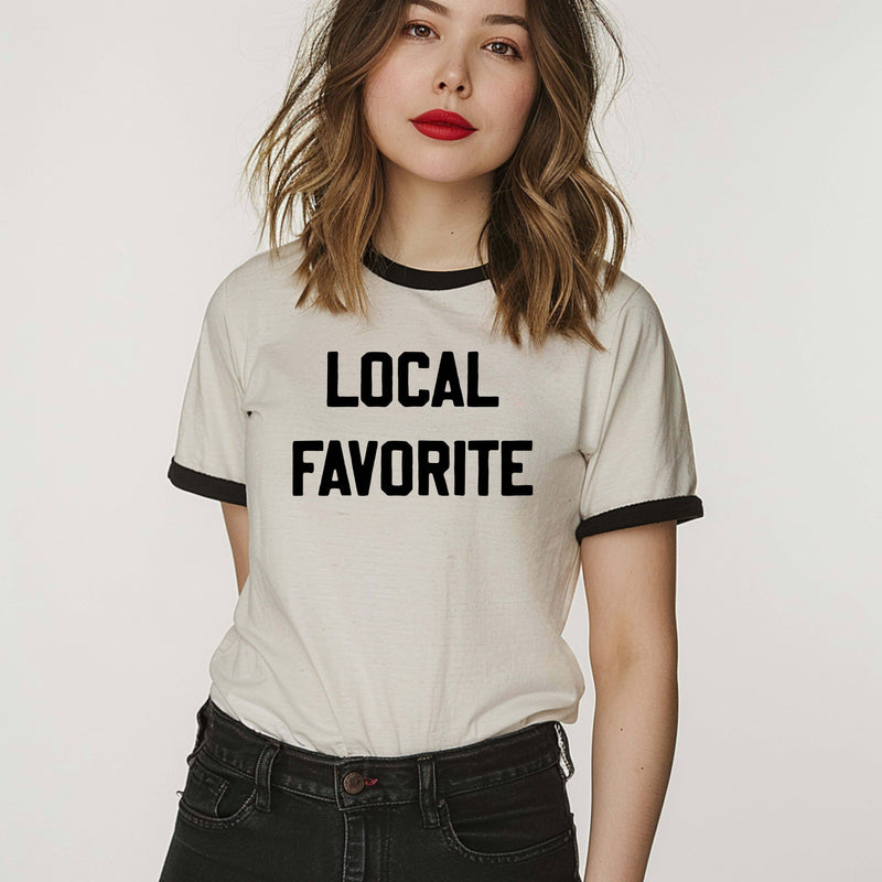 Local Favorite Ringer Shirt, Ringer Tee, Shop Small Shirt: Large