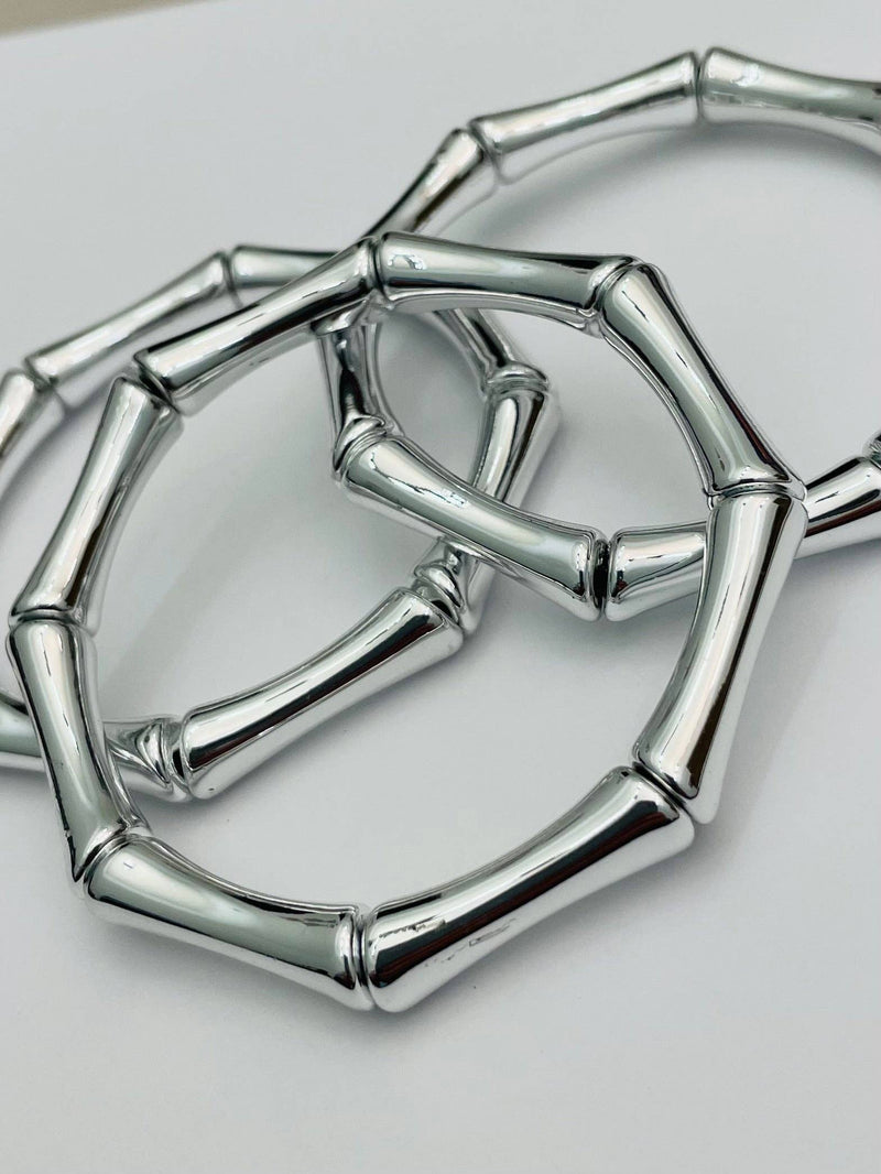 Silver Bamboo Tube Bracelets