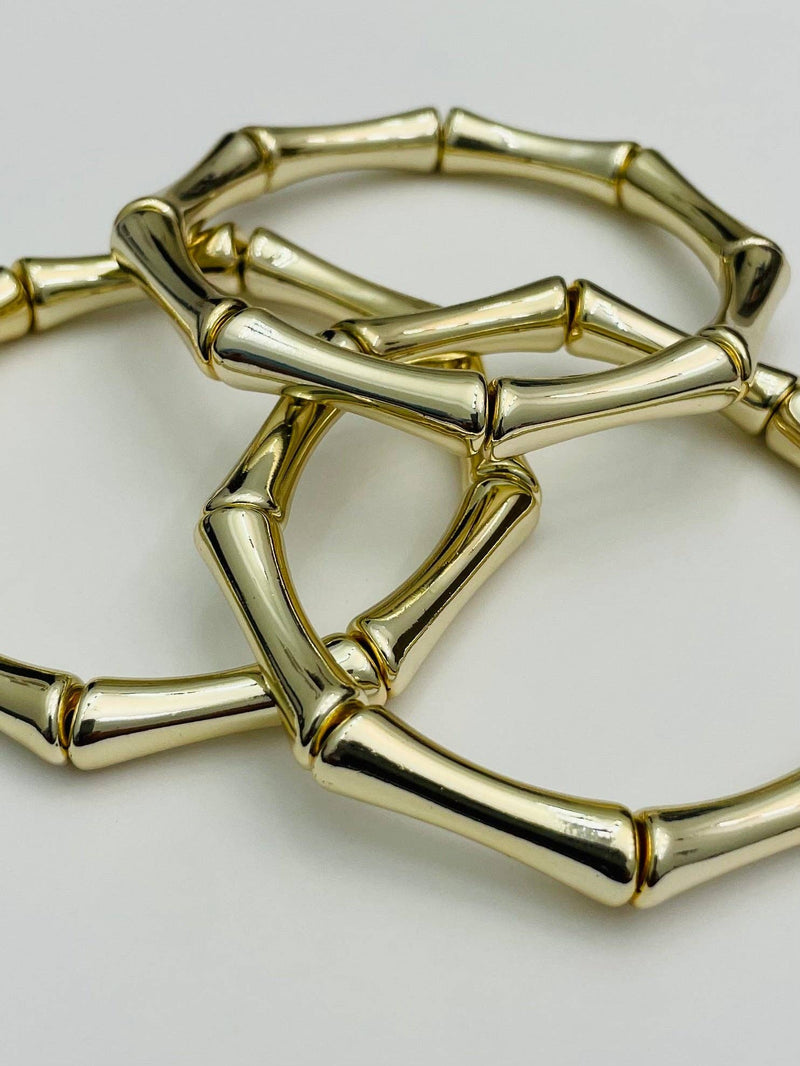 Gold Bamboo Tube Bracelets