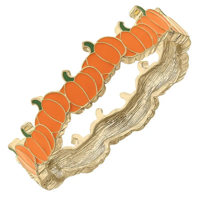 Halloween Enamel Pumpkin Patch Hinge Bangle