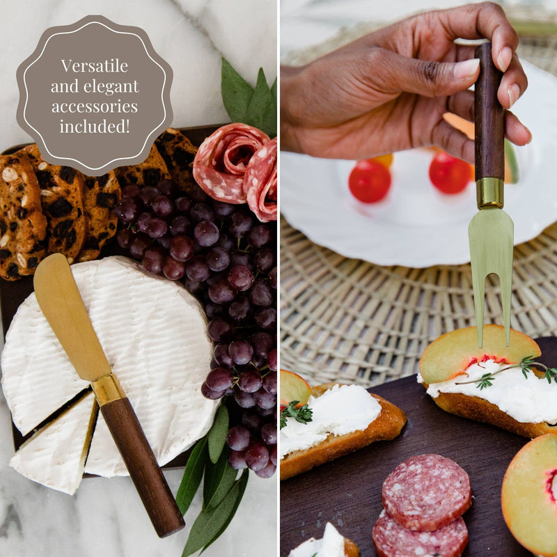 7 Piece Charcuterie Board Gift Set, Brown: Brown