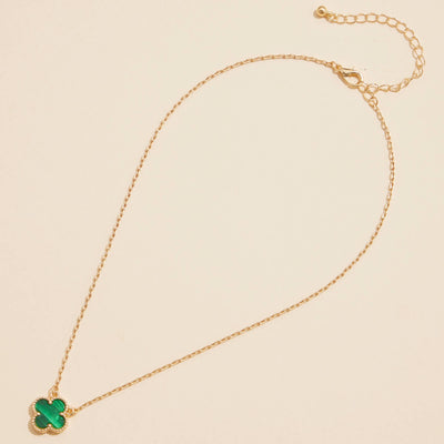 Single Flower Shell Charm Short Necklace: Black / One / 4SN11002