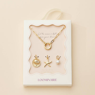 Gold Dipped Starfish Charm Necklace with Pearl Accent: Gold / One / 4DN18066