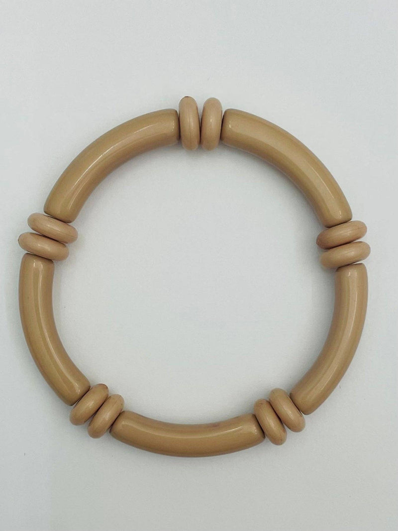 Beige Tube Bracelet w/beads
