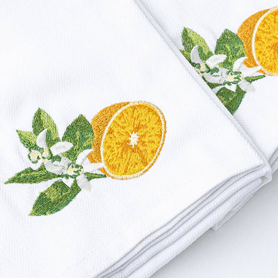 Orange Blossom Embroidered Kitchen Towel Set