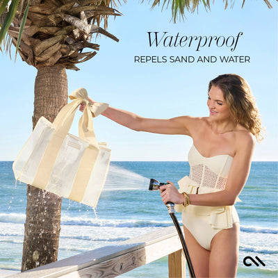 Ecru Raffia | Bow Tote w/Phone Pouch