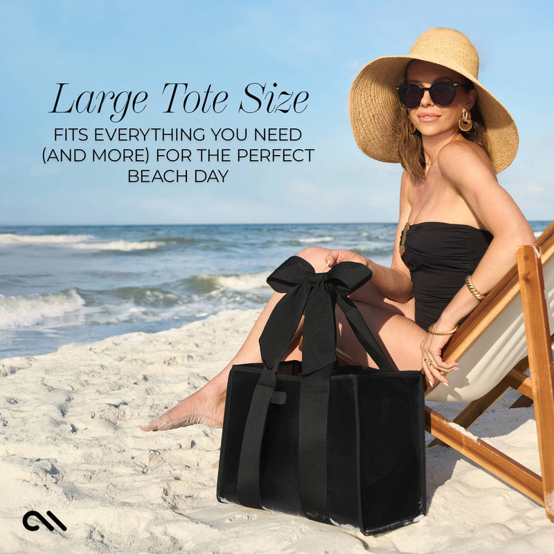 Midnight Black | Bow Tote w/Phone Pouch