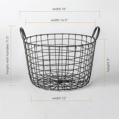 303 - Round Iron Basket with handles: Default title