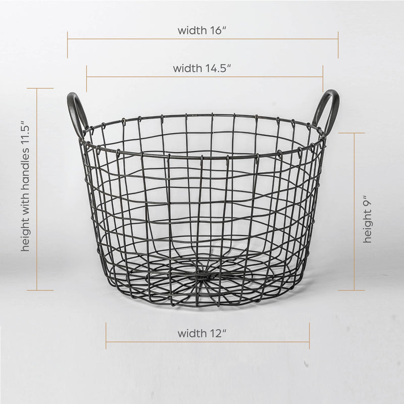 303 - Round Iron Basket with handles: Default title