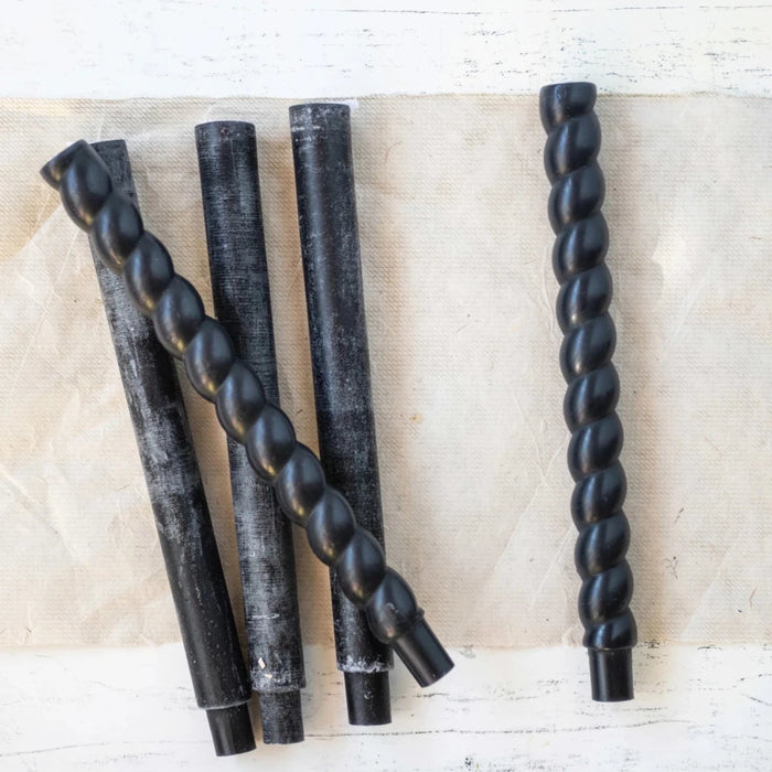 Black Twisted Taper Candles in Box, Set of 2