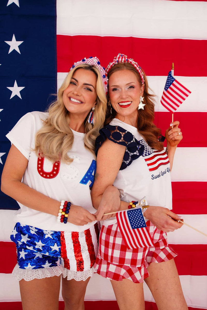 Sequin Stars and Stripes Shorts BY BRIANNA CANNON