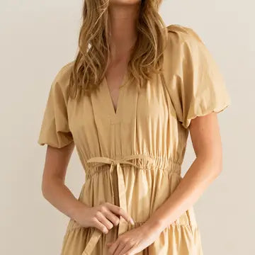 Jessa Puff Sleeve Midi Dress
