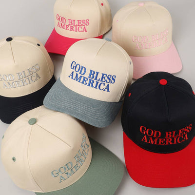 God Bless America Canvas Cap: Red