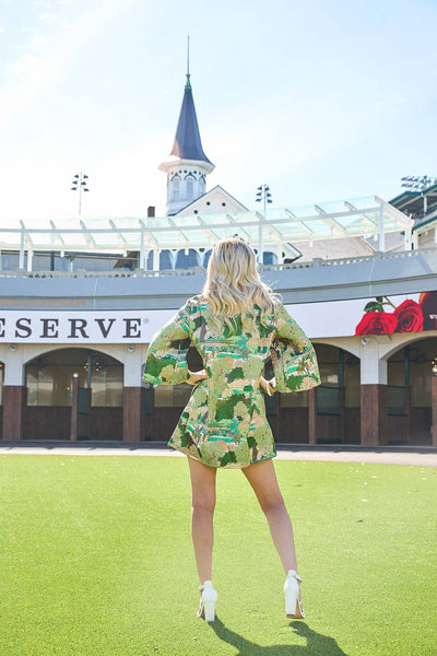 Kentucky Derby x Laura Ashley by Brianna Cannon Green Horse Race Caftan: Small/Medium