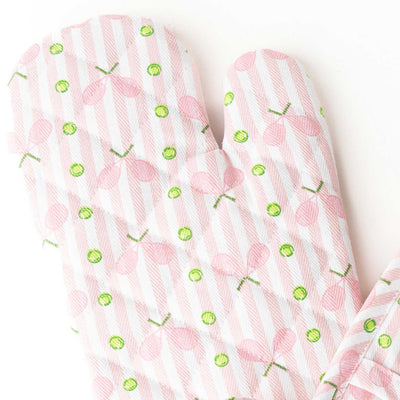 Pink Tennis Stripe Oven Mitt Set