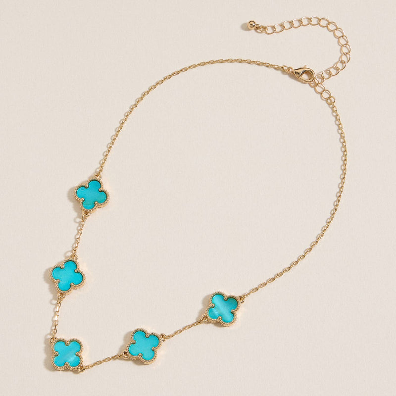 Gold/White Flower  Charm Necklace
