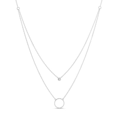 Double Appeal Circle & Cz Necklace: Gold