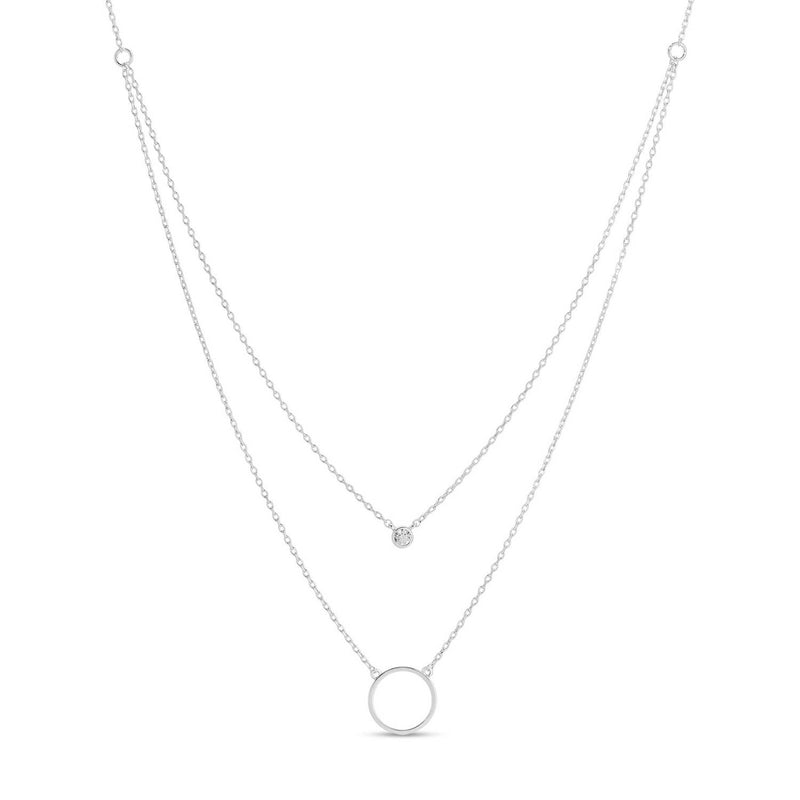 Double Appeal Circle & Cz Necklace: Gold