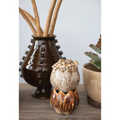 Stoneware Flower Shaped Planter,
