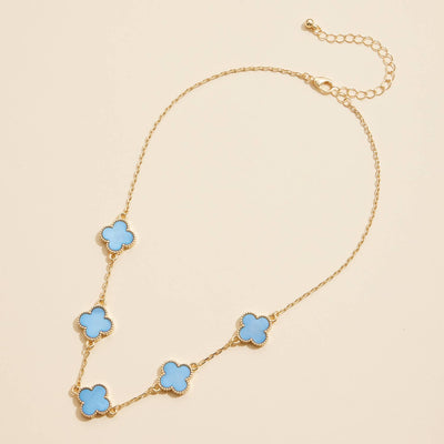 Black Flower  Charm Necklace