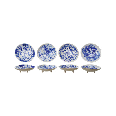 Hand-Painted Stoneware Footed Dish, 4 Styles (Each Will Vary)
