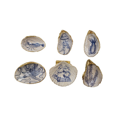 Decorative Resin Shell Shaped Dish with Sea Image, 6 Styles