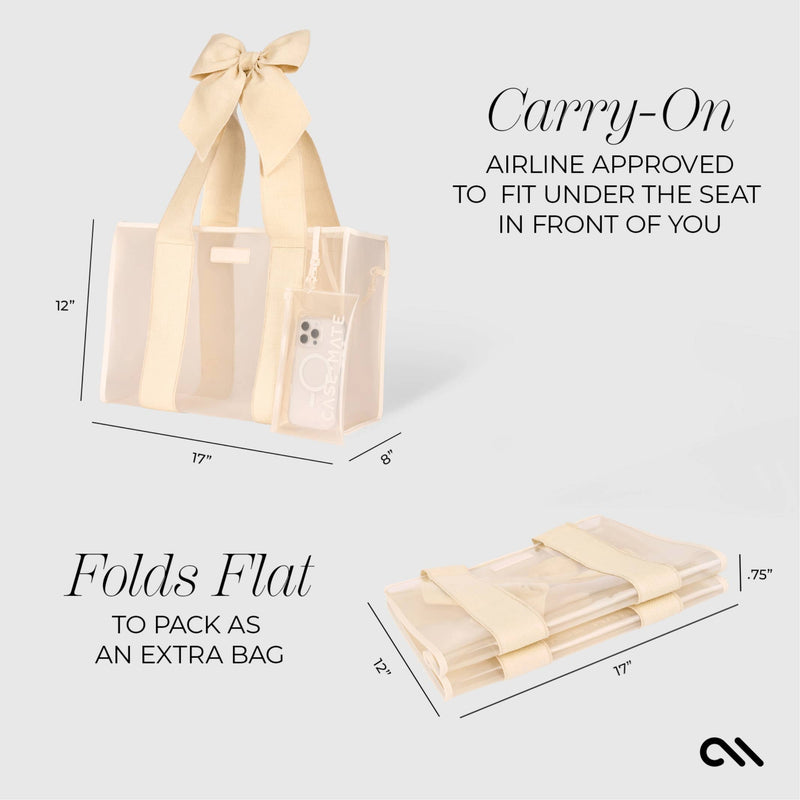 Ecru Raffia | Bow Tote w/Phone Pouch