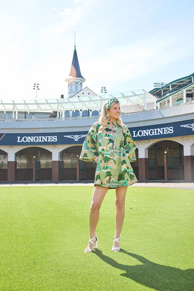 Kentucky Derby x Laura Ashley by Brianna Cannon Green Horse Race Caftan: Small/Medium