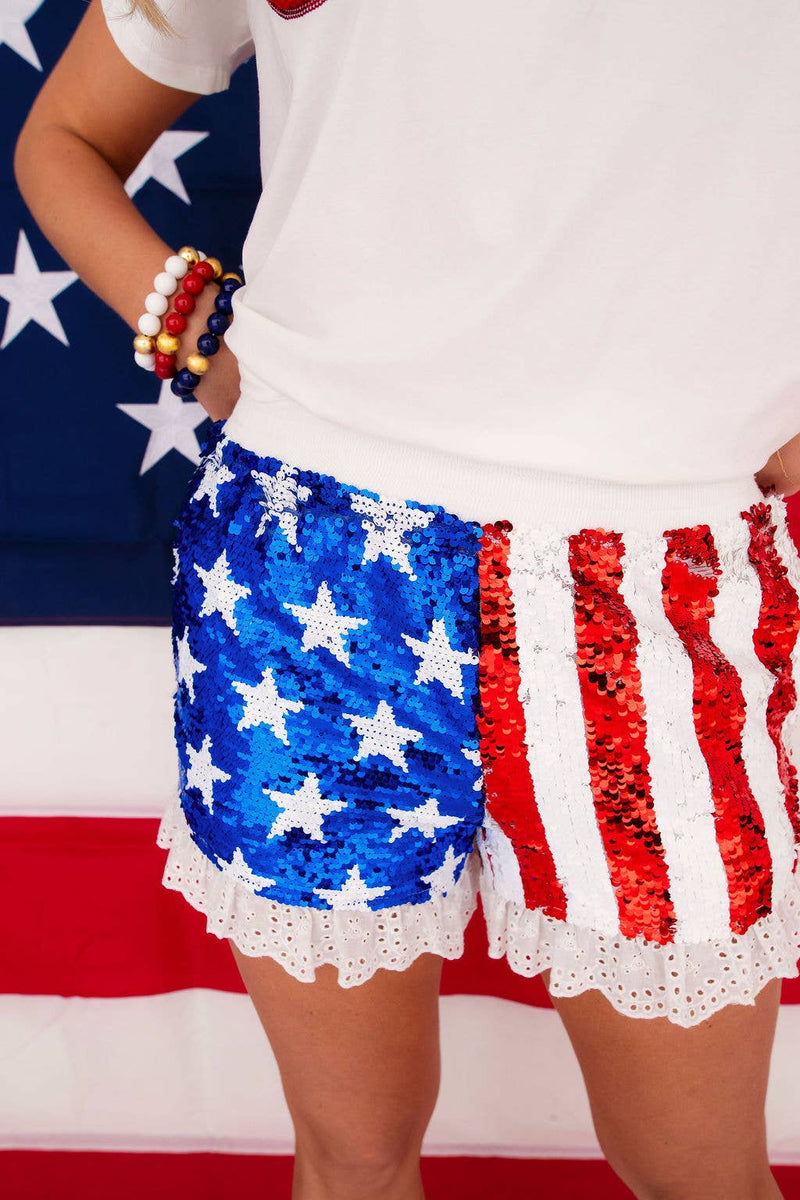 Sequin Stars and Stripes Shorts BY BRIANNA CANNON