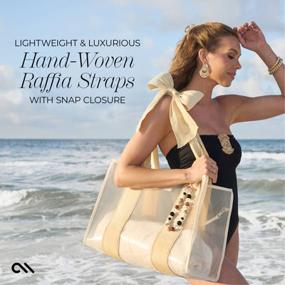 Ecru Raffia | Bow Tote w/Phone Pouch