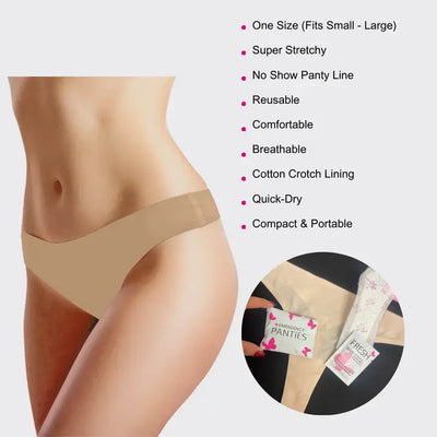 Women’s Spare Underwear Kit – Seamless Thong, Wipe & Liner |REG