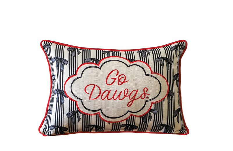 Go Dawgs Bow Pattern Pillow