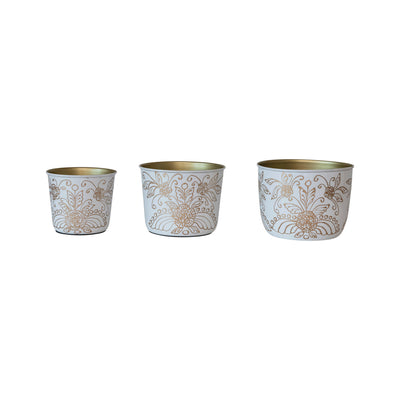 Enameled Metal Planters, Set of 3 (Holds 8", 7" & 5" Pots)