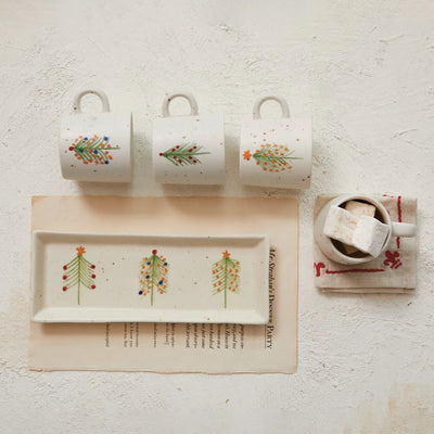 Hand-Painted Christmas Trees Platter