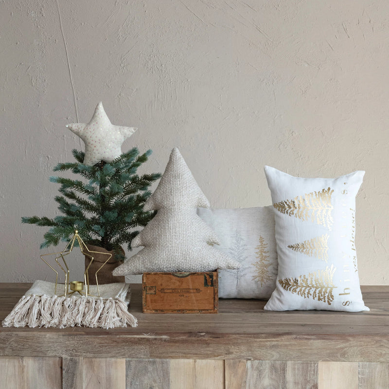 Gold Thread Tree Pillow