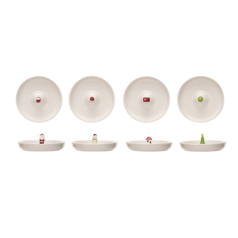 Stoneware Dish w/ Holiday Figure, 4 Styles