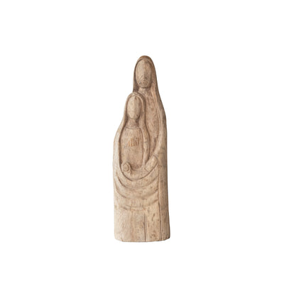 5-1/2"L x 3"W x 18"H Hand-Carved Mango Wood Holy Family, Natural