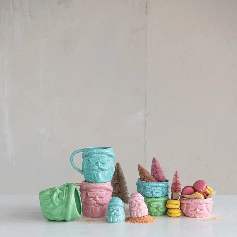 Vintage Matte Santa Mugs