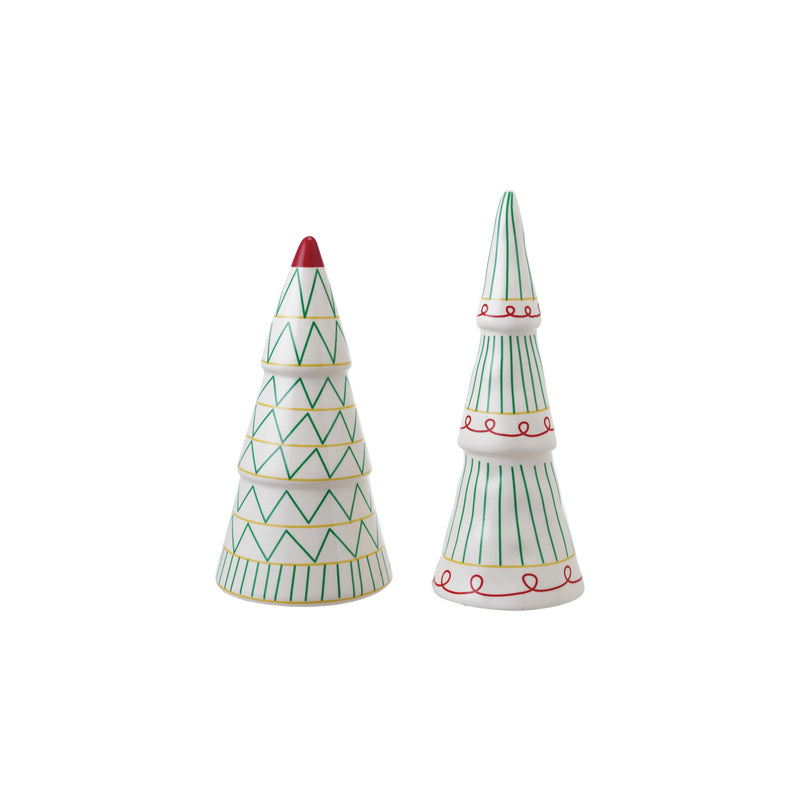 7-1/4"H - 8-1/4"H Ceramic Tree with Pattern, Multi Color, 2 Styles