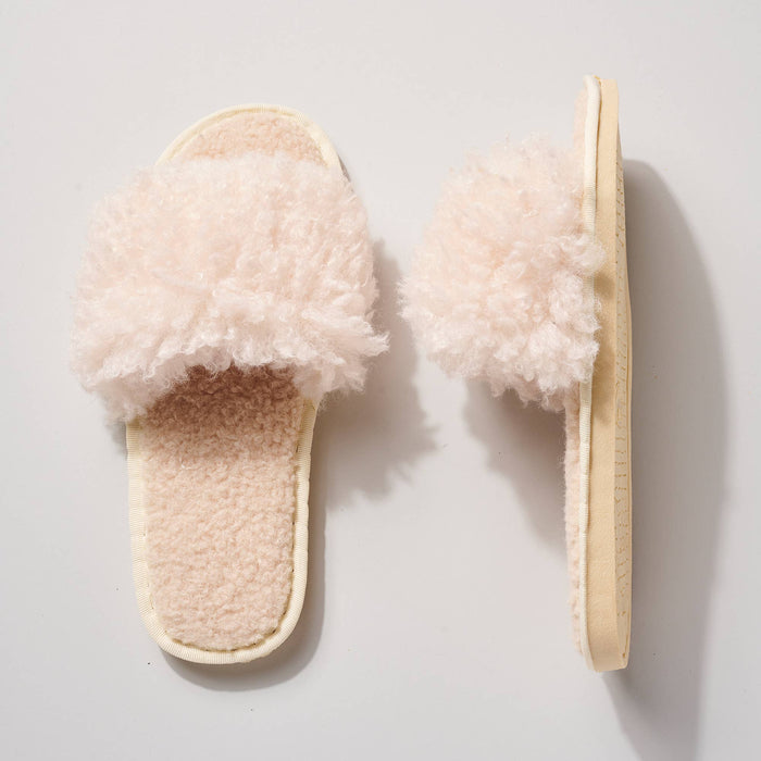 Faux Sherpa Furry Slippers (IVORY)