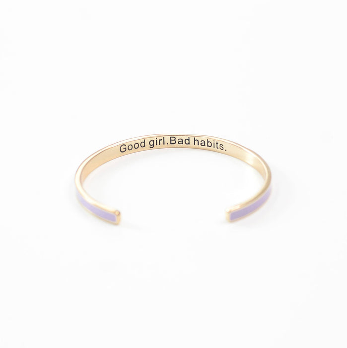 Good Girl Bad Habits Purple Enamel Bangle Bracelet